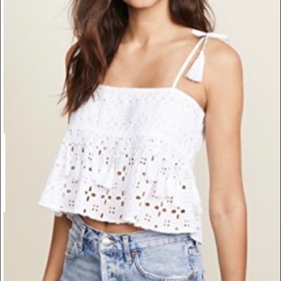 St. Jeannet Smocked Crop Top in White - Picture 4 of 4